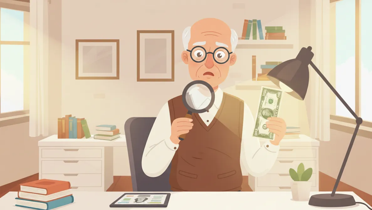 man checking a $1000 bill